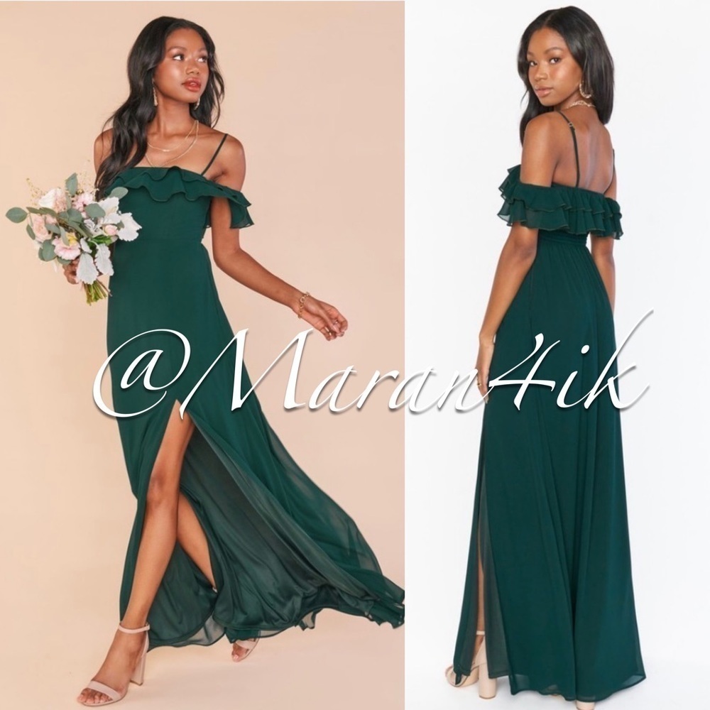 NWT Show Me Your Mumu Emma Ruffle Maxi
Dress in Emerald Chiffon XXS